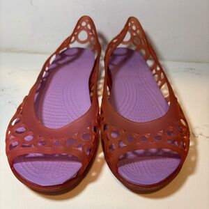 Crocs Shoes Womens Size 10 Jelly Ballet Flats Cutout Water Slip On Comfort